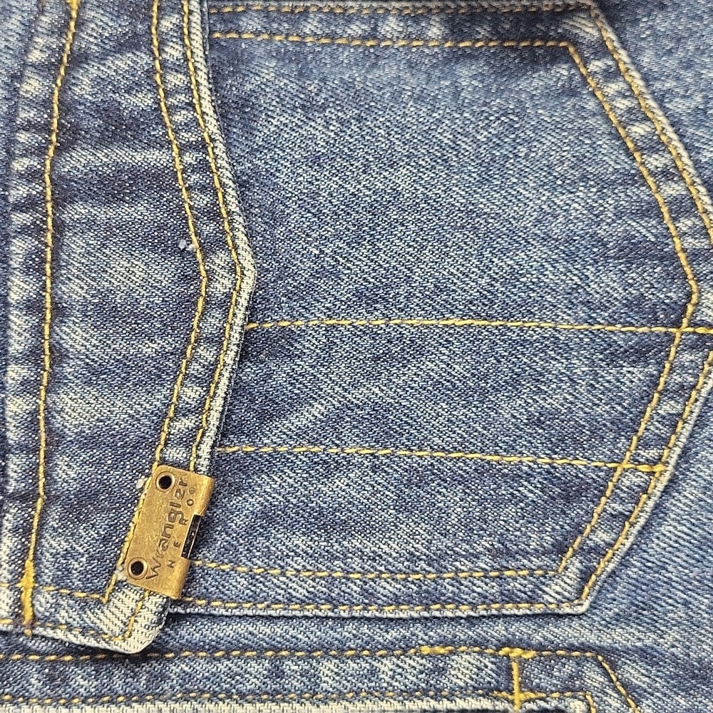 VINTAGE WRANGLER SHERPA LINEN DENIM JACKET WITH CORDUROY COLLAR MENS. Size M - Picture 4 of 11